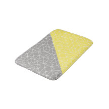 Gray & Yellow Geometric Bath Mat