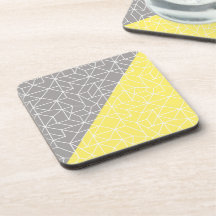 Gray & Yellow Geometric Cork Back Coasters