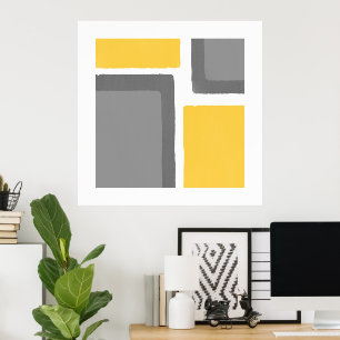 Gray Yellow Minimalist Color Block Poster