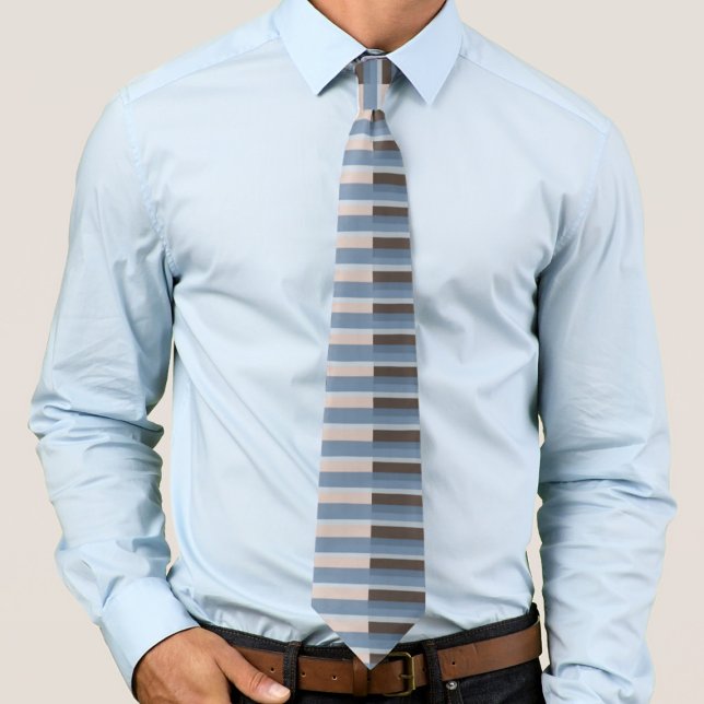 Grayish Blue Stripes On A Split Tan And Brown      Tie (Creator Uploaded)