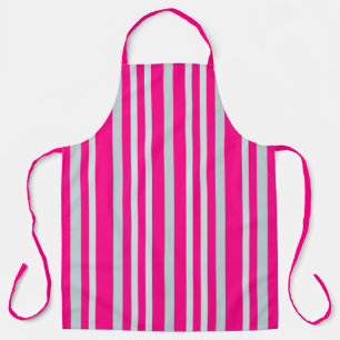 Grayish Grey Green Line Stripes On Pretty In Pink  Apron
