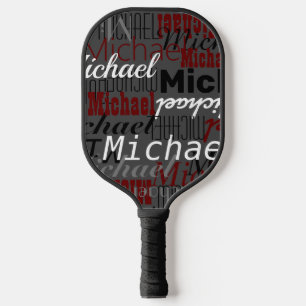 Grayish Pattern of Names Pickleball Paddle