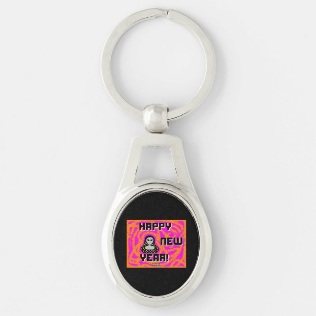 Grays New Year Wishes Oval Keychain (Front)