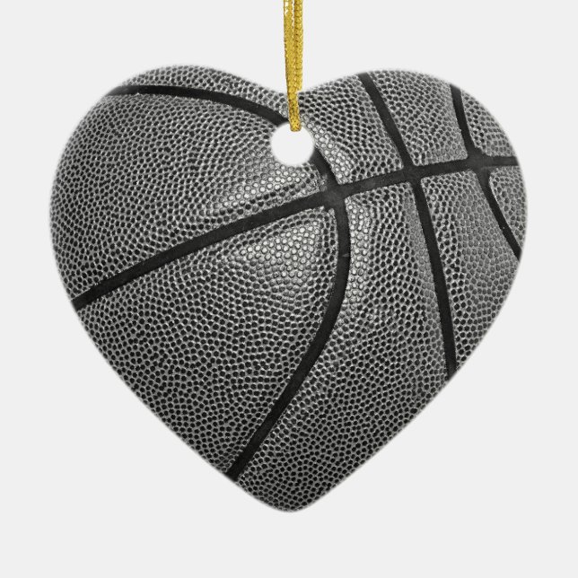 Grayscale Basketball Ceramic Tree Decoration (Front)