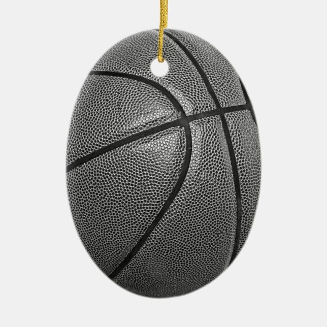 Grayscale Basketball Ceramic Tree Decoration (Front)