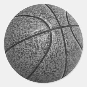 Grayscale Basketball Classic Round Sticker