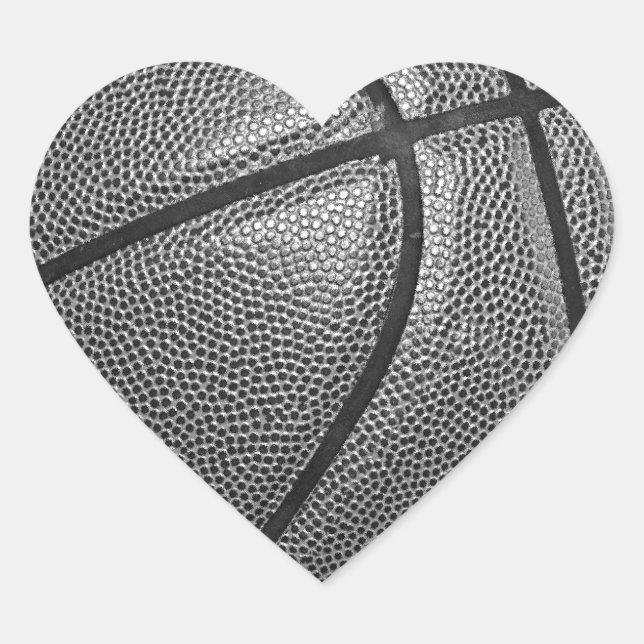 Grayscale Basketball Heart Sticker (Front)