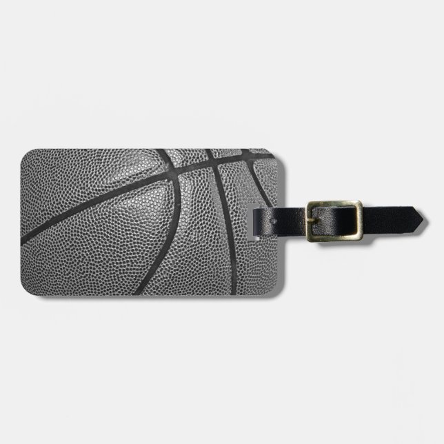 Grayscale Basketball Luggage Tag (Front Horizontal)