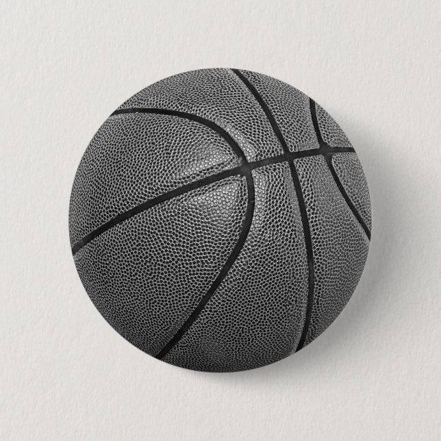 Grayscale Basketball Pinback Buttons (Front)
