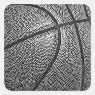 Grayscale Basketball Square Sticker