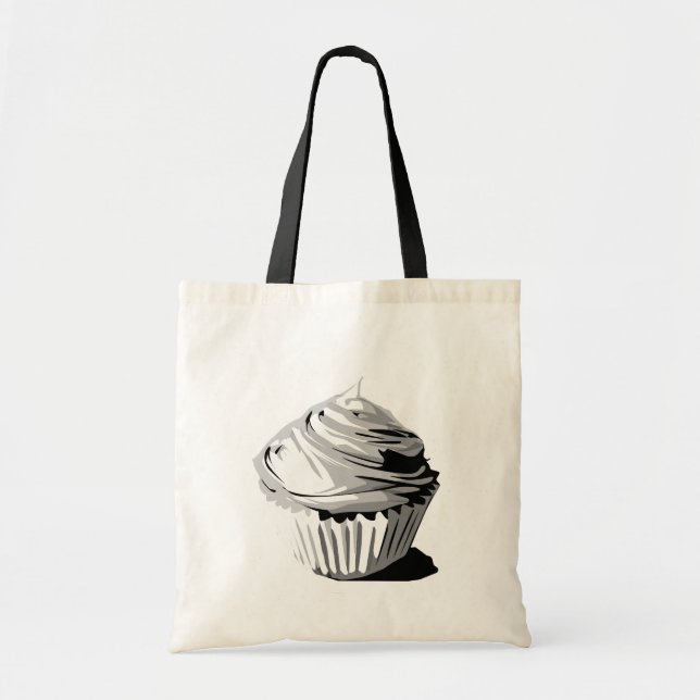 Grayscale cupcake tote bag (Front)