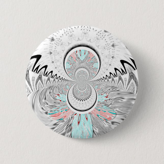 Grayscale Kaleidoscope Art Print 6 Cm Round Badge (Front)