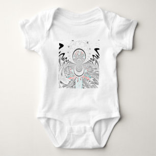 Grayscale Kaleidoscope Art Print Baby Bodysuit