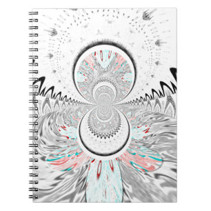 Grayscale Kaleidoscope Art Print Spiral Notebook