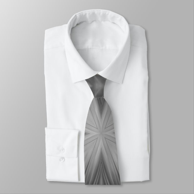Grayscale Monochrome Cloudy Gray Abstract Pattern Tie (Tied)