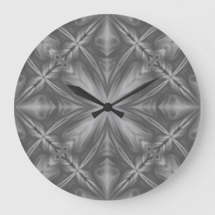 Grayscale Monochrome Cloudy Grey Abstract Pattern Large Clock
