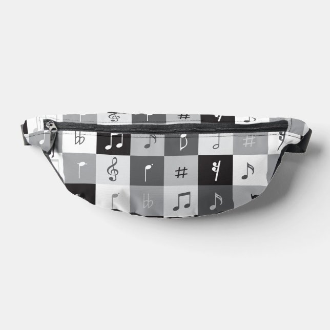 Grayscale music notes pattern bum bags (Lay Down)