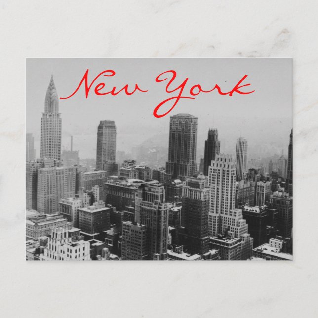 Grayscale New York City Night Postcard (Front)