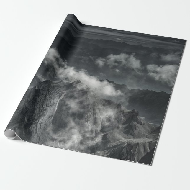 GRAYSCALE PHOTO OF MOUNTAIN RANGE WRAPPING PAPER (Unrolled)