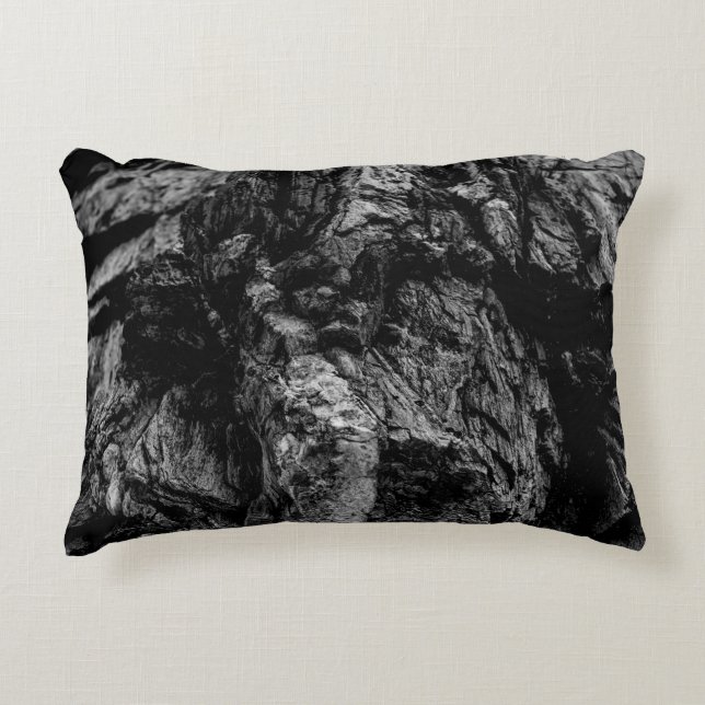 Grayscale photo of rock decorative cushion (Front)