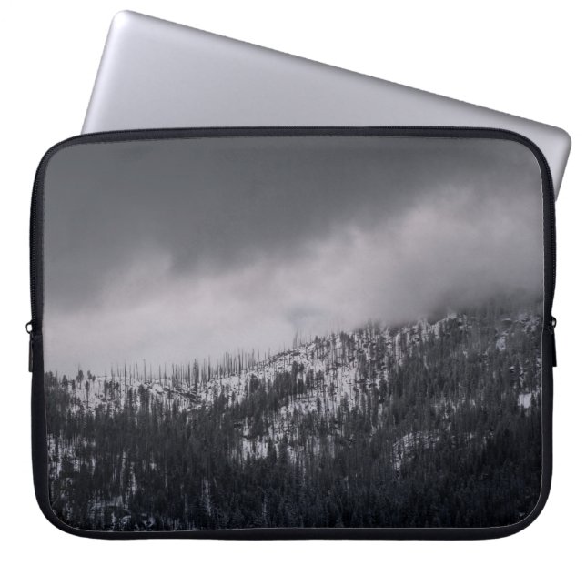GRAYSCALE PHOTO OF TREE LAPTOP SLEEVE (Front)
