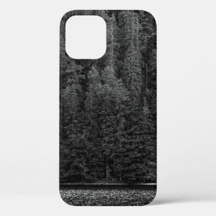 GRAYSCALE PHOTO OF TREES NEAR RIVER iPhone 12 CASE