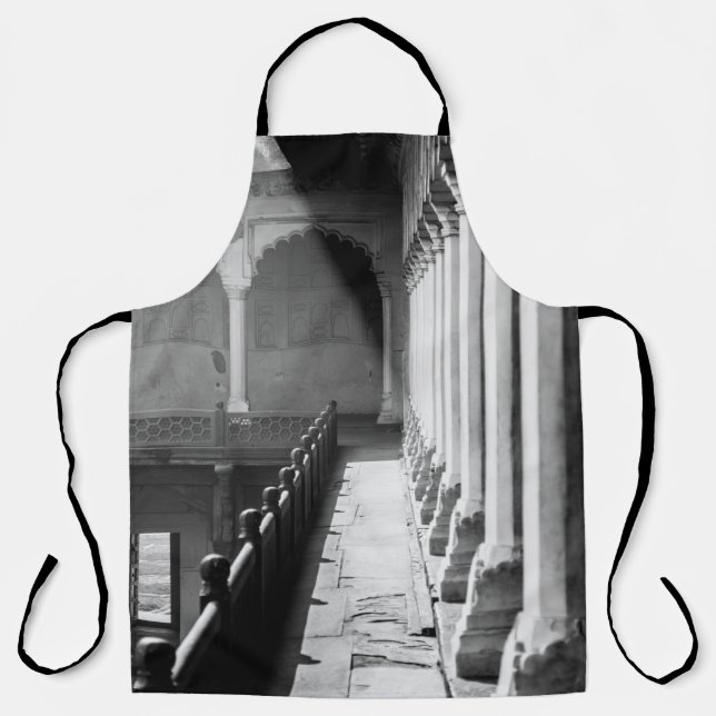GRAYSCALE PHOTOGRAPHY OF CORRIDOR APRON (Front)