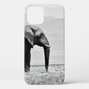 GRAYSCALE PHOTOGRAPHY OF ELEPHANT iPhone 12 CASE