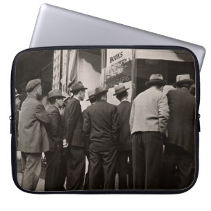 GRAYSCALE PHOTOGRAPHY OF MEN STANDING NEAR HOUSE LAPTOP SLEEVE