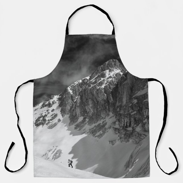 GRAYSCALE PHOTOGRAPHY OF MOUNTAIN APRON (Front)