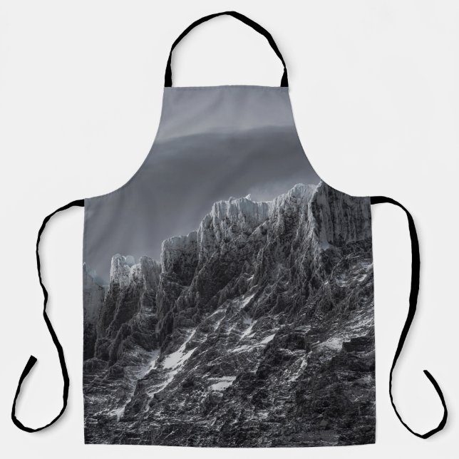 GRAYSCALE PHOTOGRAPHY OF MOUNTAIN APRON (Front)