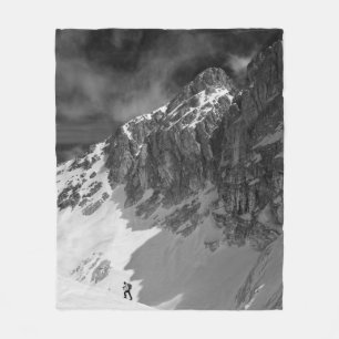 GRAYSCALE PHOTOGRAPHY OF MOUNTAIN FLEECE BLANKET
