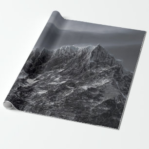GRAYSCALE PHOTOGRAPHY OF MOUNTAIN WRAPPING PAPER