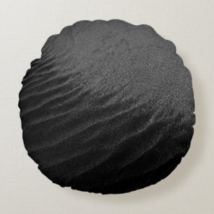 GRAYSCALE PHOTOGRAPHY OF SAND ROUND CUSHION