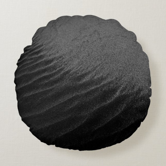 GRAYSCALE PHOTOGRAPHY OF SAND ROUND CUSHION (Front)