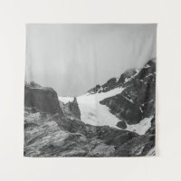 GRAYSCALE PHOTOGRAPHY OF SNOW COVER MOUNTAIN
