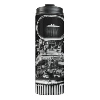 GRAYSCALE PHOTOGRAPHY OF VINTAGE CAR ENGINE