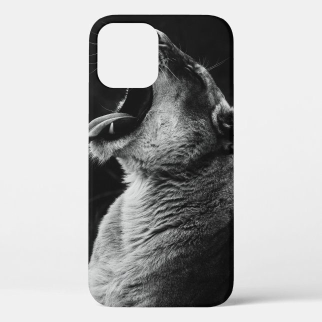 GRAYSCALE PHOTOGRAPHY OF YAWNING LIONESS Case-Mate iPhone CASE (Back)