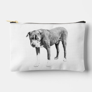 Grayscale Pit Bull Zipper Pouch
