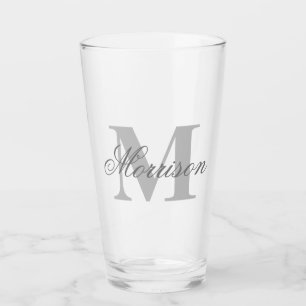 Grayscale Scripted Monogram Glass