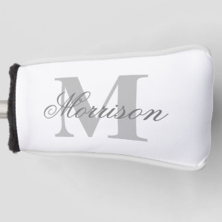 Grayscale Scripted Monogram Golf Head Cover