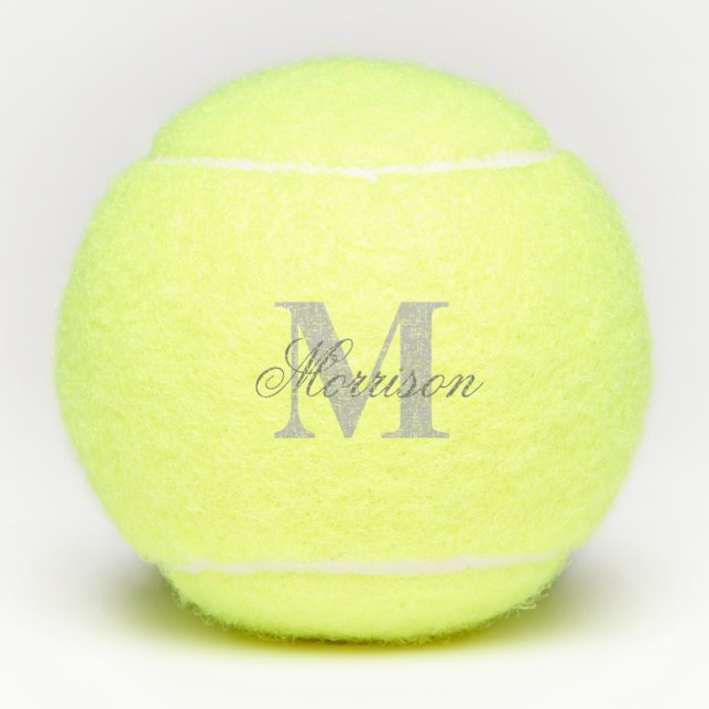 Grayscale Scripted Monogram Tennis Balls (Front)
