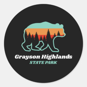 Grayson Highlands State Park Virginia VA Bear Classic Round Sticker