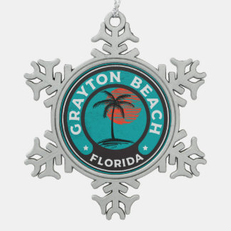 Grayton Beach Florida 30A 30 A Emerald Coast Snowflake Pewter Christmas Ornament