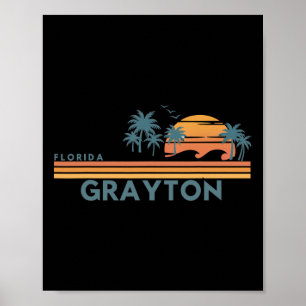 Grayton Beach Florida Summer Vacation Vintage 70's Poster