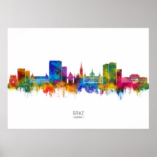 Graz Austria Skyline Poster