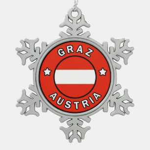 Graz Austria Snowflake Pewter Christmas Ornament