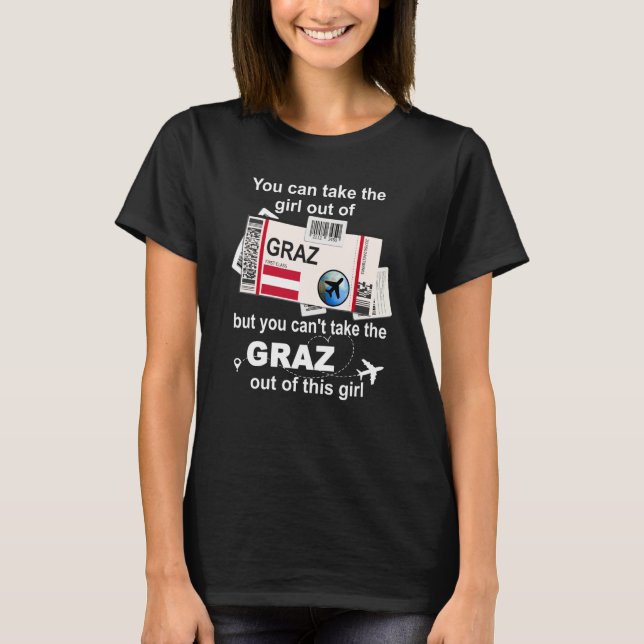 Graz Boarding Pass Graz Girl Graz T-Shirt (Front)