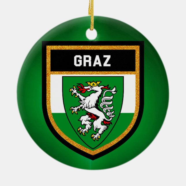 Graz Flag Ceramic Tree Decoration (Back)