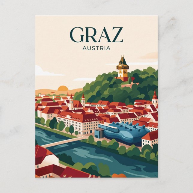 Graz Skyline Austria Postcard (Front)